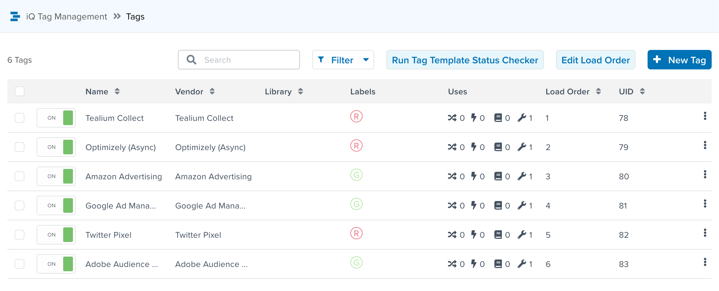 View Tag Labels Column View Tag Labels Column